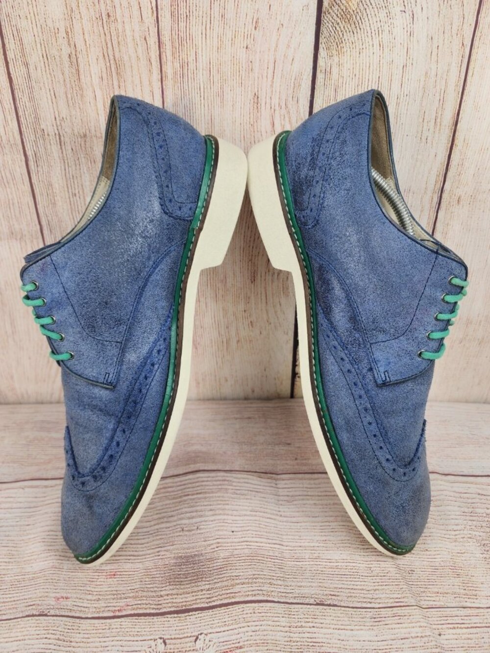 Cole Haan NikeAir Franklin Wingtip Oxfords Mens Size 12 Blue Dress Shoes - Picture 4 of 7